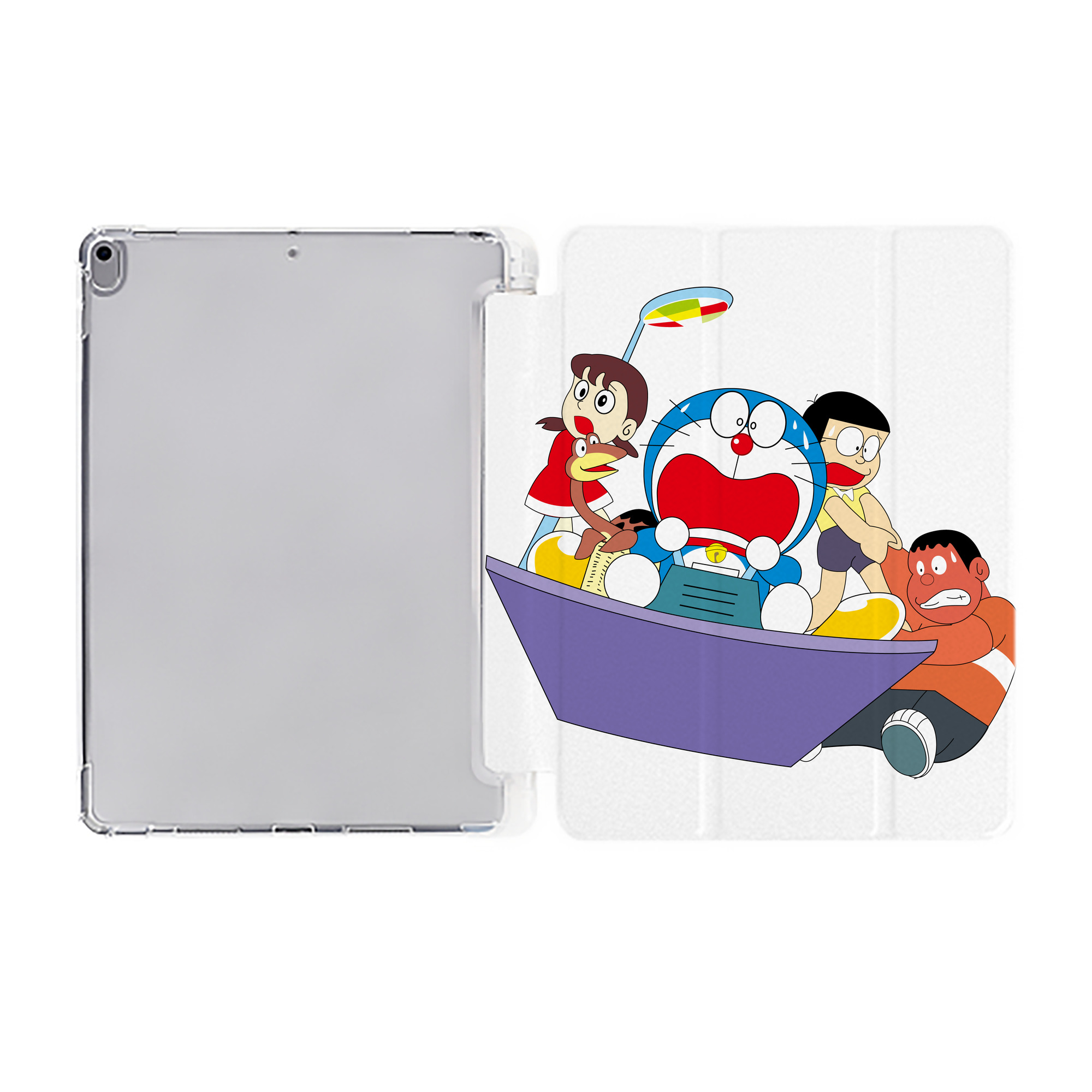 （画像用） ドラえもん Doraemon IPad ケース ペン収納付き 三つ折りスタンド PUレザー×シリコン 対応機種9.5/10.5/10.9インチ